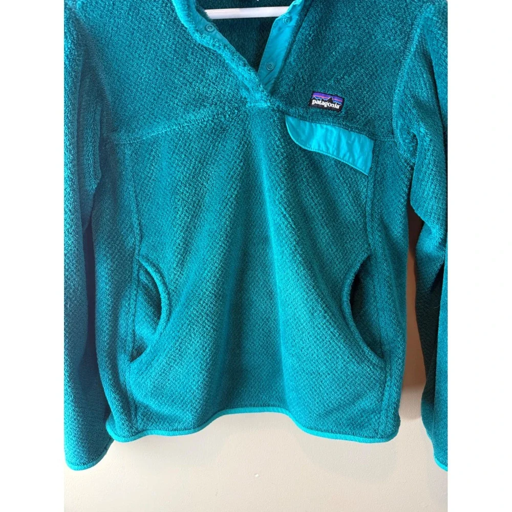 Patagonia Womens Re-Tool Snap-T Fleece Pullover Teal Turquoise Small Polartec‎
